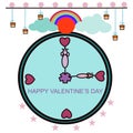 Happy valentineÃ¢â¬â¢s day and clock with mouse and heart